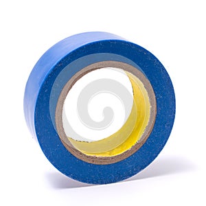 Roll of blue Electrical insulating tape isolated