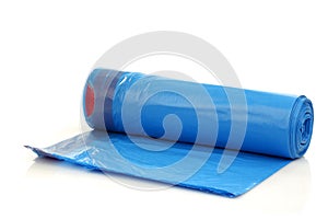 Roll of blue garbage bags