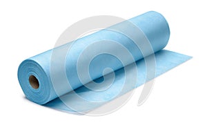 Roll of blue nonwoven fabric