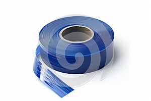 Roll of Blue Tape on White Background