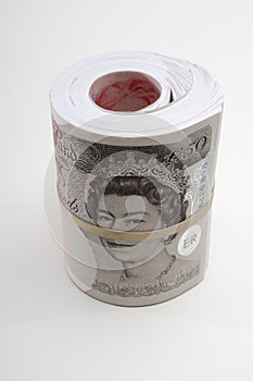 Roll of British paper currency