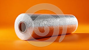 Roll of bubble wrap on an orange background.