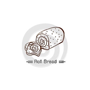Roll cake spiral logo bread. mascot Bakery for brand your food company