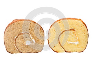 Roll cake on white background