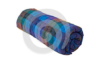Roll of colorful mattress isolated on white