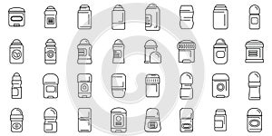 Roll deodorant icons set outline vector. Fashion antiperspirant
