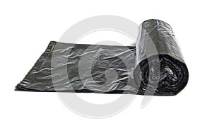 Roll of disposable trash bags isolated over white