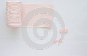 Roll elastic bandage gauze on white background