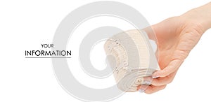 Roll of elastic bandage in hand medicine pattern