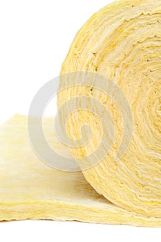 Roll of fiberglass insulation material