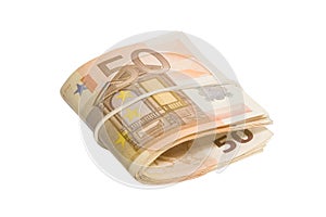 Roll of fifty euro bills