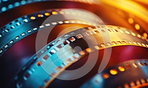 A roll of film with a blue stripe