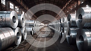 Roll of galvanized steel sheet in warehouse