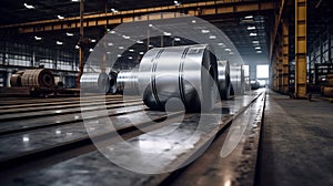 Roll of galvanized steel sheet in warehouse