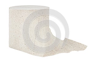 Roll of grey toilet paper isolated on white background