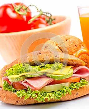 Roll Ham Salad Indicates Breads Slice And Crusty
