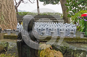 roll of Jizo Bodhisattva statues at Hase-dera temple in Kamakura, Japan