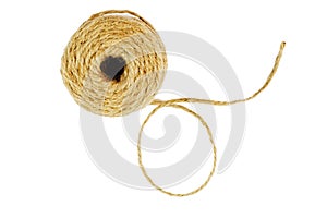 Roll of linen string rope isolated