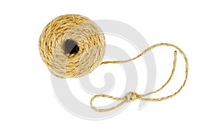 Roll of linen string rope isolated