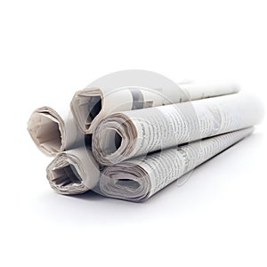 Roll of newspapers Clean and Modern: Latest Stock Photo Roundup in White AI Generated