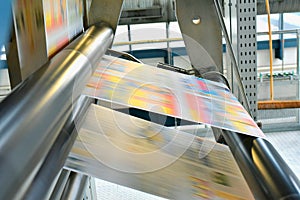 Roll offset print machine in a large print shop for production of newspapers & magazines