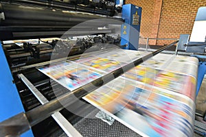 Roll offset print machine in a large print shop for production of newspapers & magazines