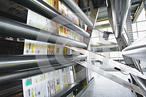 roll offset print machine in a large print shop for production of newspapers & magazines