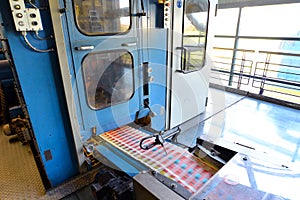 Roll offset print machine in a large print shop for production of newspapers & magazines