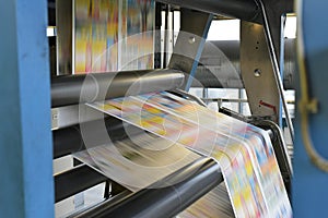 roll offset print machine in a large print shop for production of newspapers & magazines