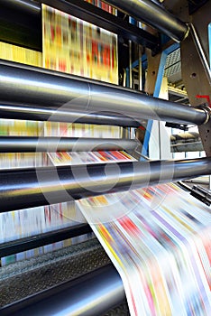 Roll offset print machine in a large print shop for production o