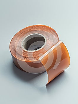 Roll of orange tape on a white surface for crafting and repair projects