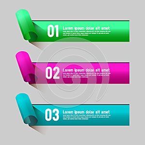 Roll paper color labels banner infographic template isolated