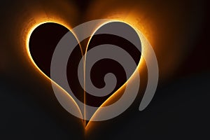 roll paper into orange heart shape with black background