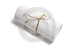 Roll of Papers Tied with String