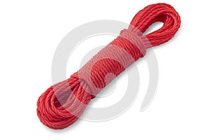 Roll Red Rope on a white background,with clipping path