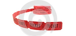 Roll of Red Tickets on White Background