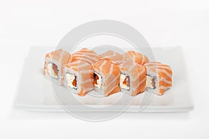 Roll with salmon and red caviar