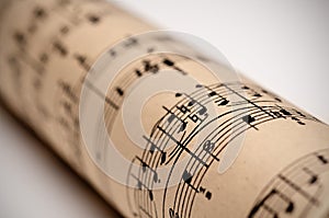 A roll of sheet music