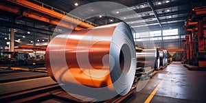 Roll of steel sheet in factory