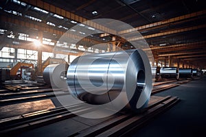 Roll of steel sheet in factory