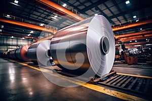 Roll of steel sheet in factory