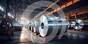 Roll of steel sheet in factory
