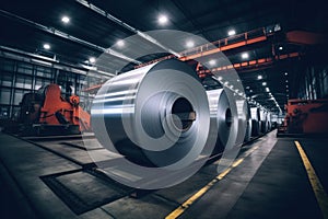 Roll of steel sheet in factory