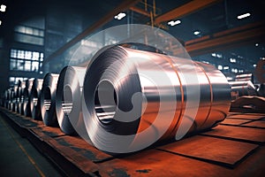 Roll of steel sheet in factory