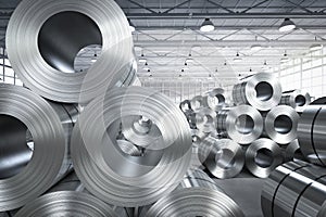 Roll of steel sheet in factory