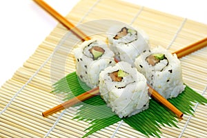 Roll Sushi structured over white