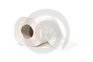Roll of toilet paper or tissue isolated on white background