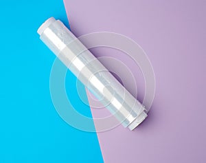 Roll with transparent white polyethylene for wrapping products and packaging goods