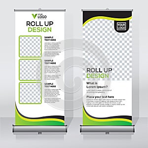 Roll up banner design template, abstract background, pull up design, modern x-banner, rectangle size. photo
