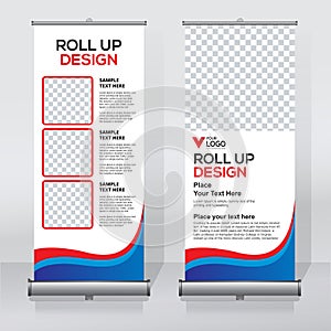 Roll up banner design template, abstract background, pull up design, modern x-banner, rectangle size.